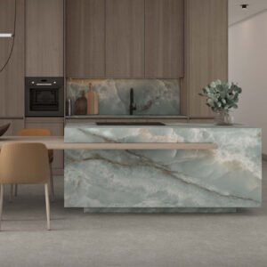 משטח למטבח ASCALE דגם Onice Seagreen 140 בגימור מבריק