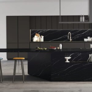 משטח למטבח POLOSTONE דגם NERO MARQUINA בגימור מט