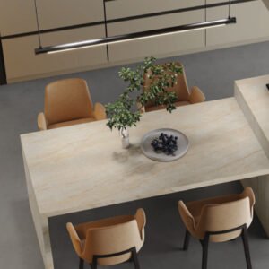 משטח למטבח POLOSTONE דגם PERLA VENATA ALMOND בגימור מט