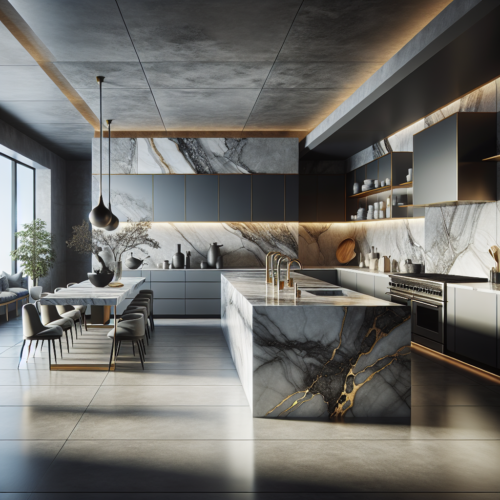 תמונה של שיש בטון במטבח מודרני עם עיצוב יוקרתי